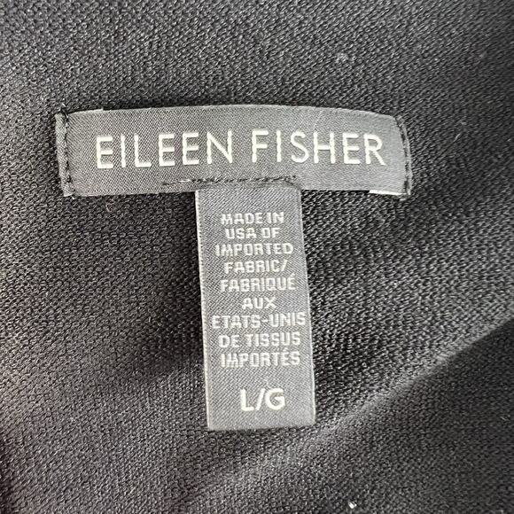 EILEEN FISHER L Large Washable Stretch Crepe Jacket Single Button Long Black - Picture 6 of 14